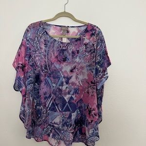 Chico’s poncho style blouse short sleeve